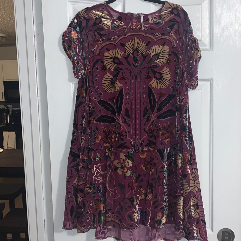 Free People Strawberry Fields Velvet Mini Dress